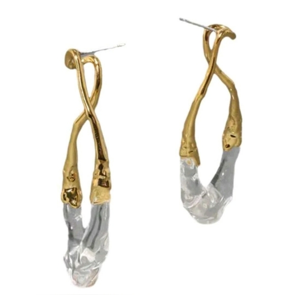 ▪️Metal and ice teardrop earrings; unbranded nwot - Picture 4 of 4